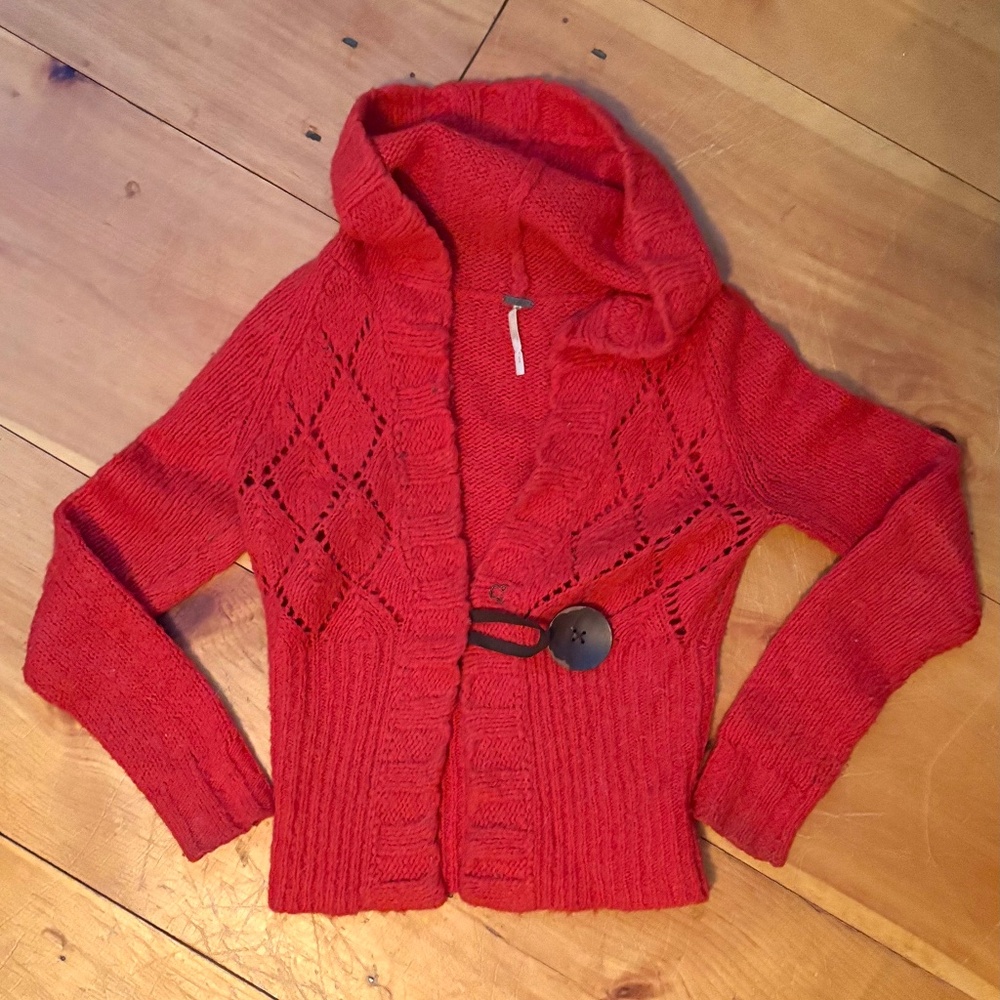 Free People Hooded Red Sweater S